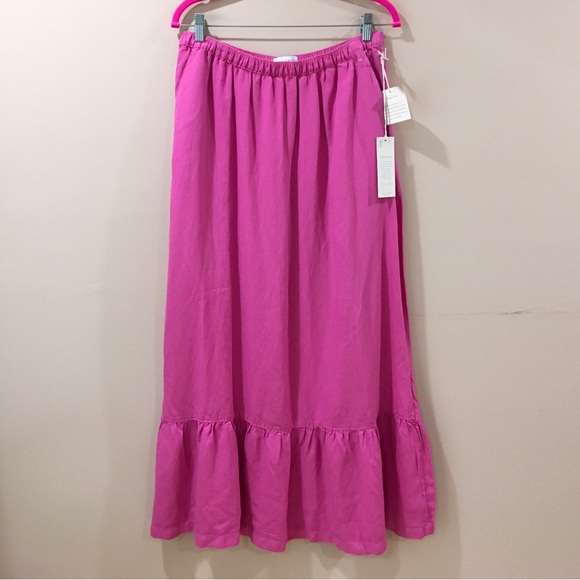Calypso St. Barth Dresses & Skirts - Calypso Saint Barth Maxi Skirt Womens L Linen Pull On A Line  Pink Vintage Look